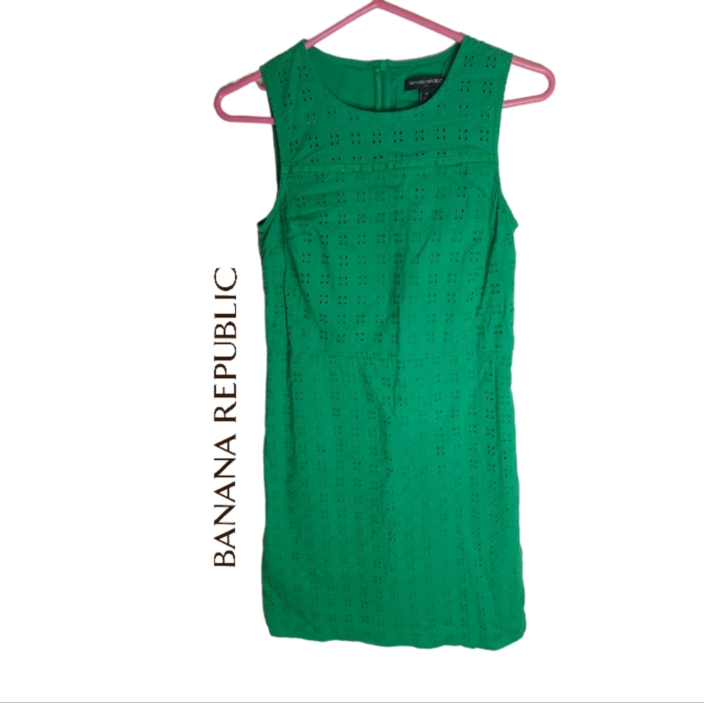 Banana Republic Green Eyelit Cotton Dress